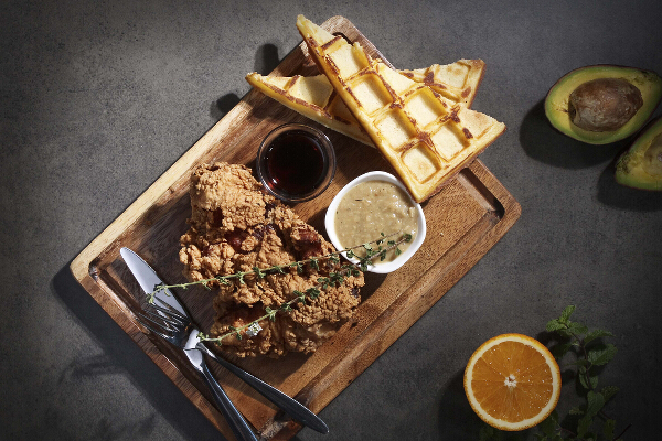 Southern Fried Chicken Served with Waffles